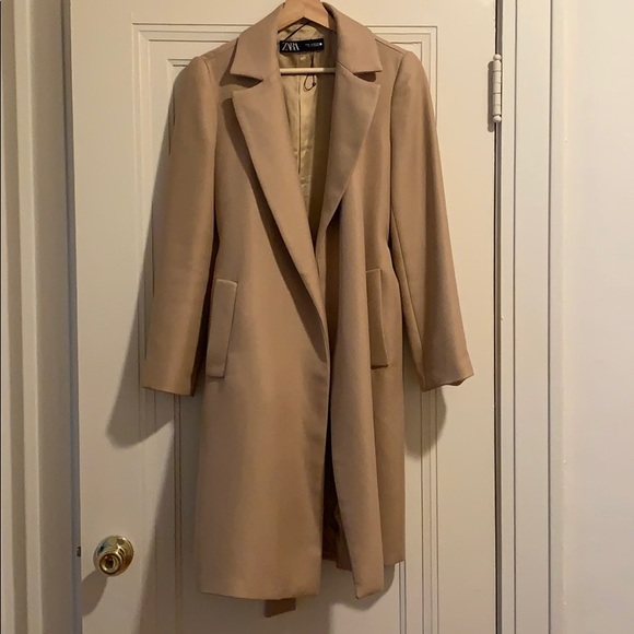 Zara Jackets & Blazers - Zara Camel Coat Taupe Brown Belted 2194/727 Coat